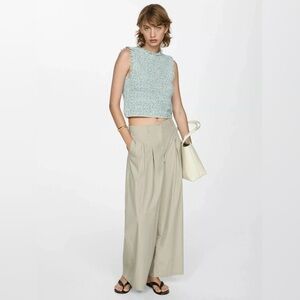 MNG Frayed Detail Tweed Top